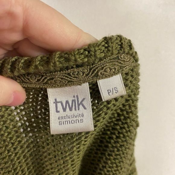 Simons TWIK | Army Green Knit Sweater Shirt 3/4 Sleeves - Picture 3 of 3
